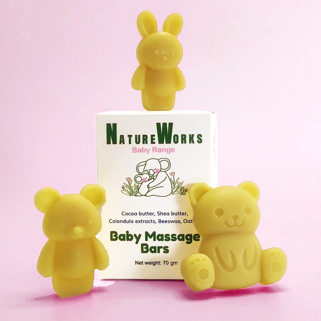 Solid Baby Massage - All natural & Organic - 75gr - Natureworks.store -